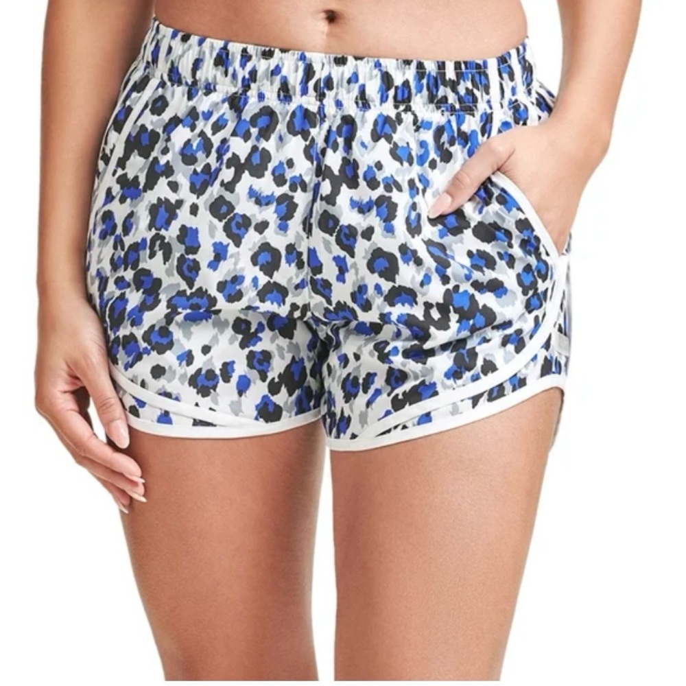 Calvin Klein Blue and Black Leopard Print Shorts with pockets
